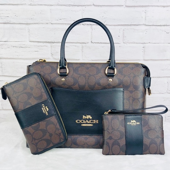 Coach Handbags - 3PCS Coach Emma Satchel Wallet Wristlet Set